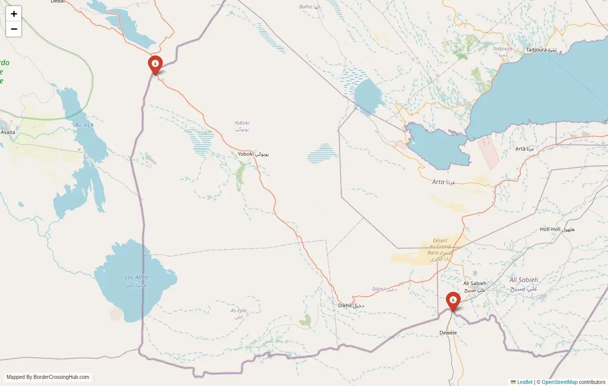 Map overview of border crossings
