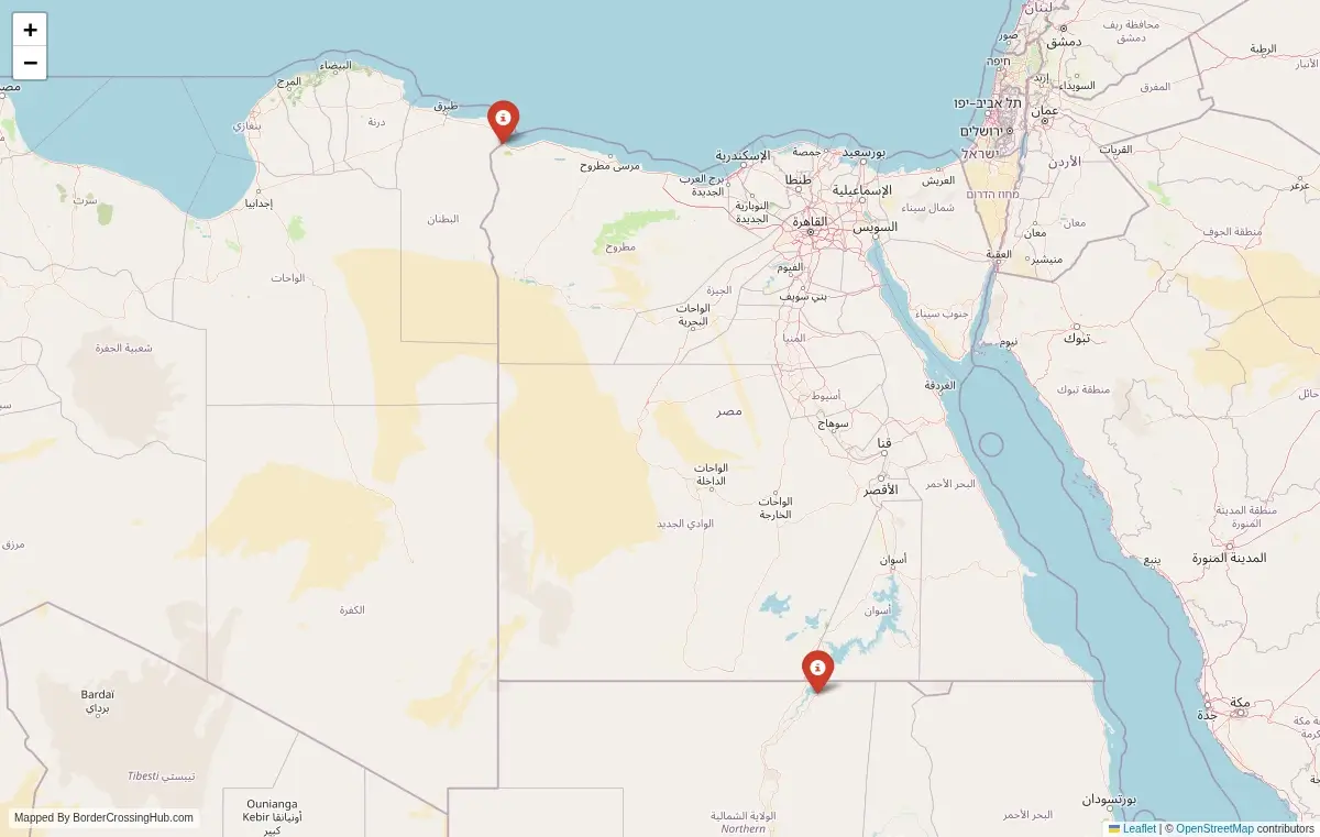 Map overview of border crossings