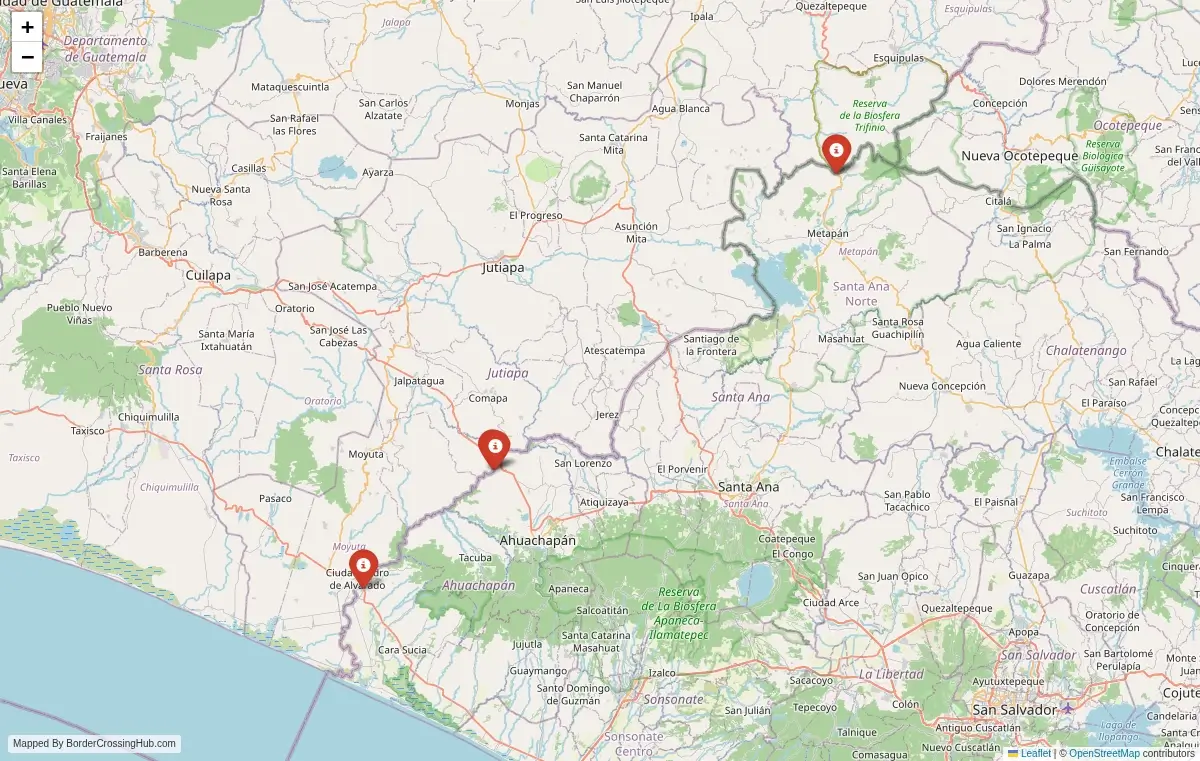 Map overview of border crossings