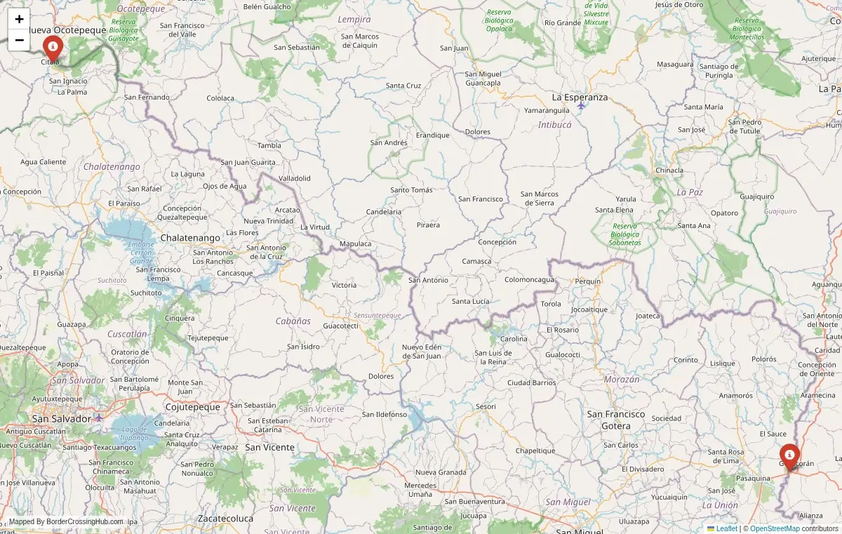 Map overview of border crossings