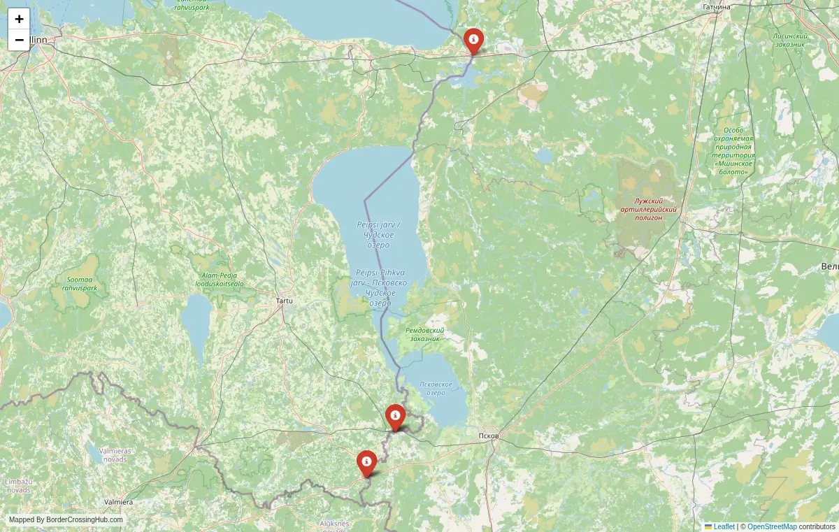 Map overview of border crossings