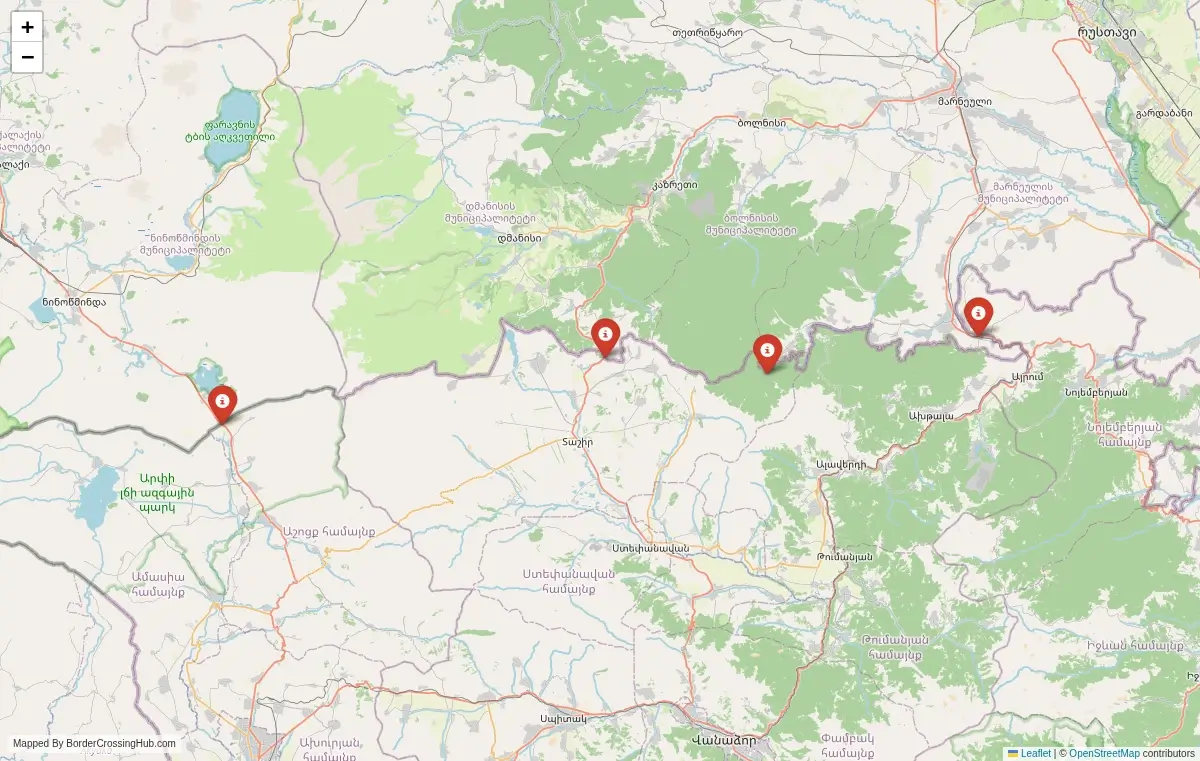 Map overview of border crossings