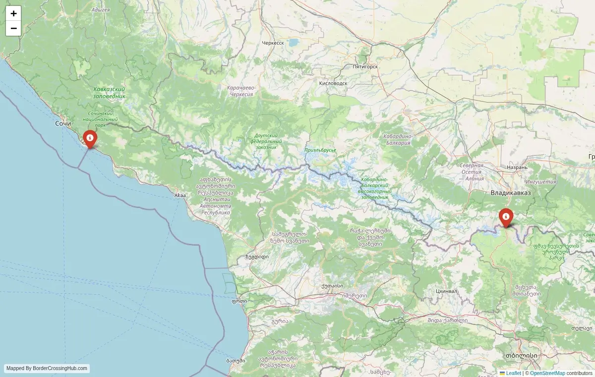 Map overview of border crossings