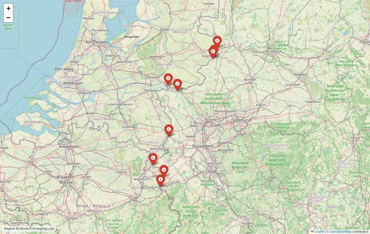 Map overview of border crossings