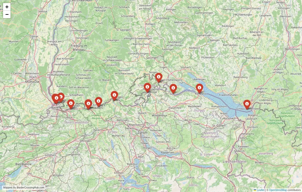 Map overview of border crossings