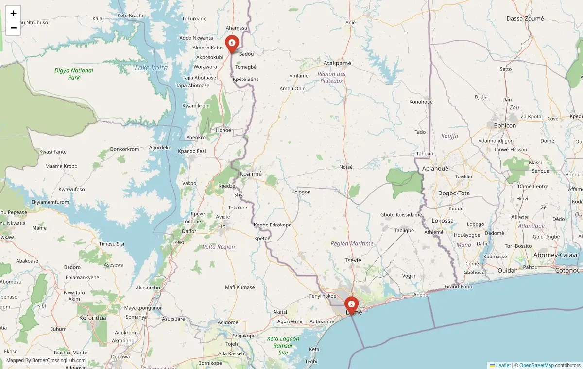 Map overview of border crossings