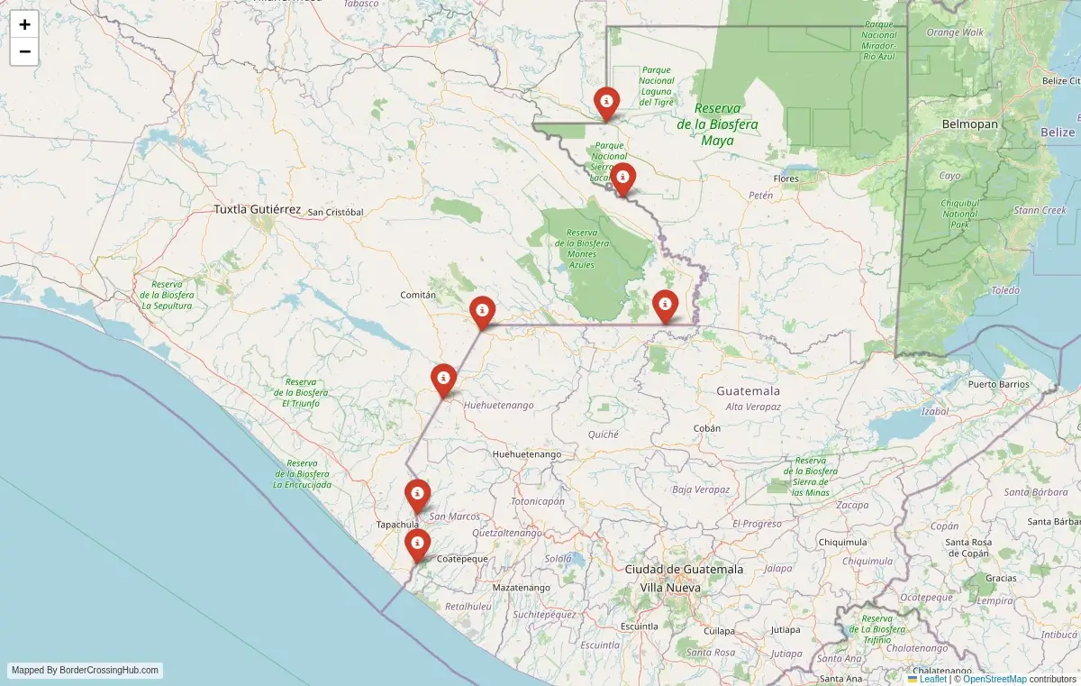 Map overview of border crossings