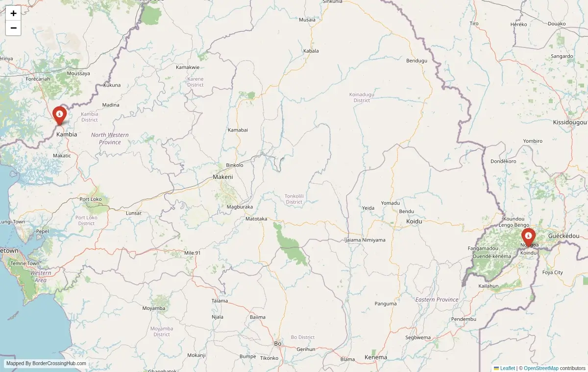 Map overview of border crossings