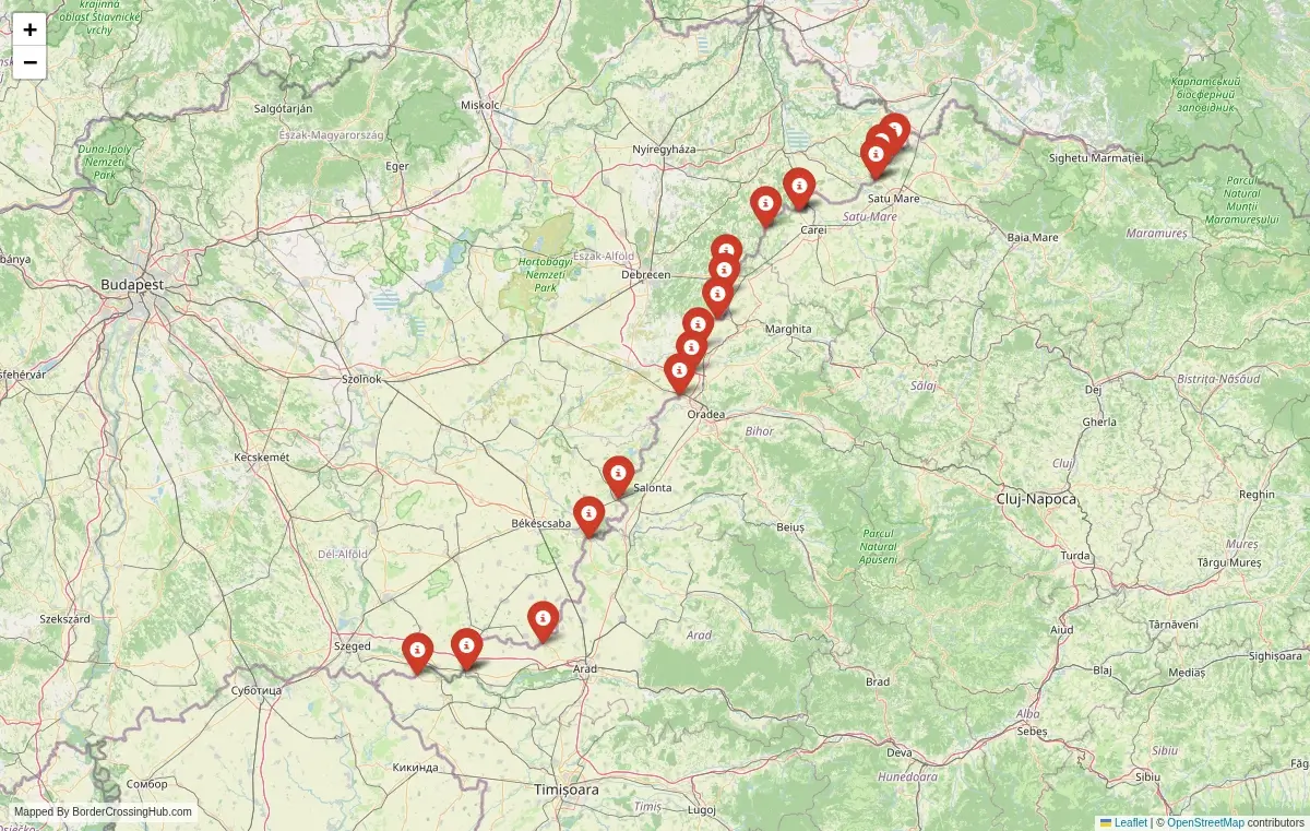 Map overview of border crossings