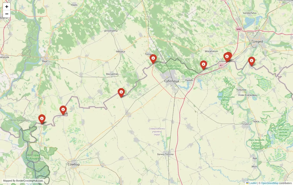 Map overview of border crossings