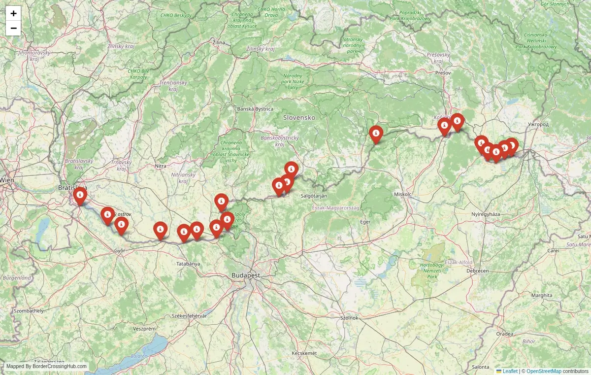 Map overview of border crossings