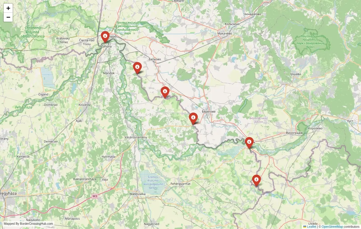 Map overview of border crossings