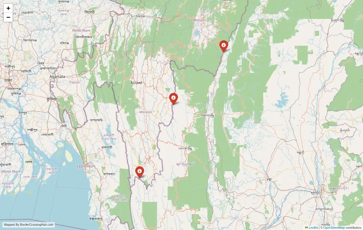 Map overview of border crossings
