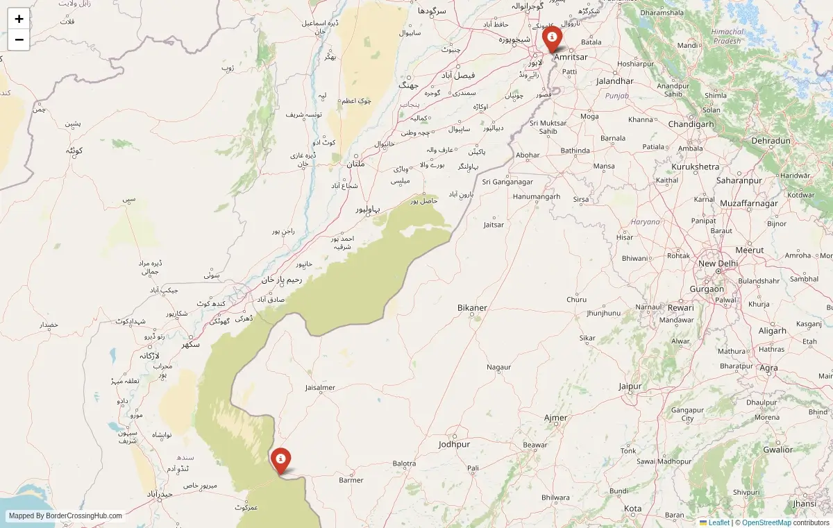 Map overview of border crossings