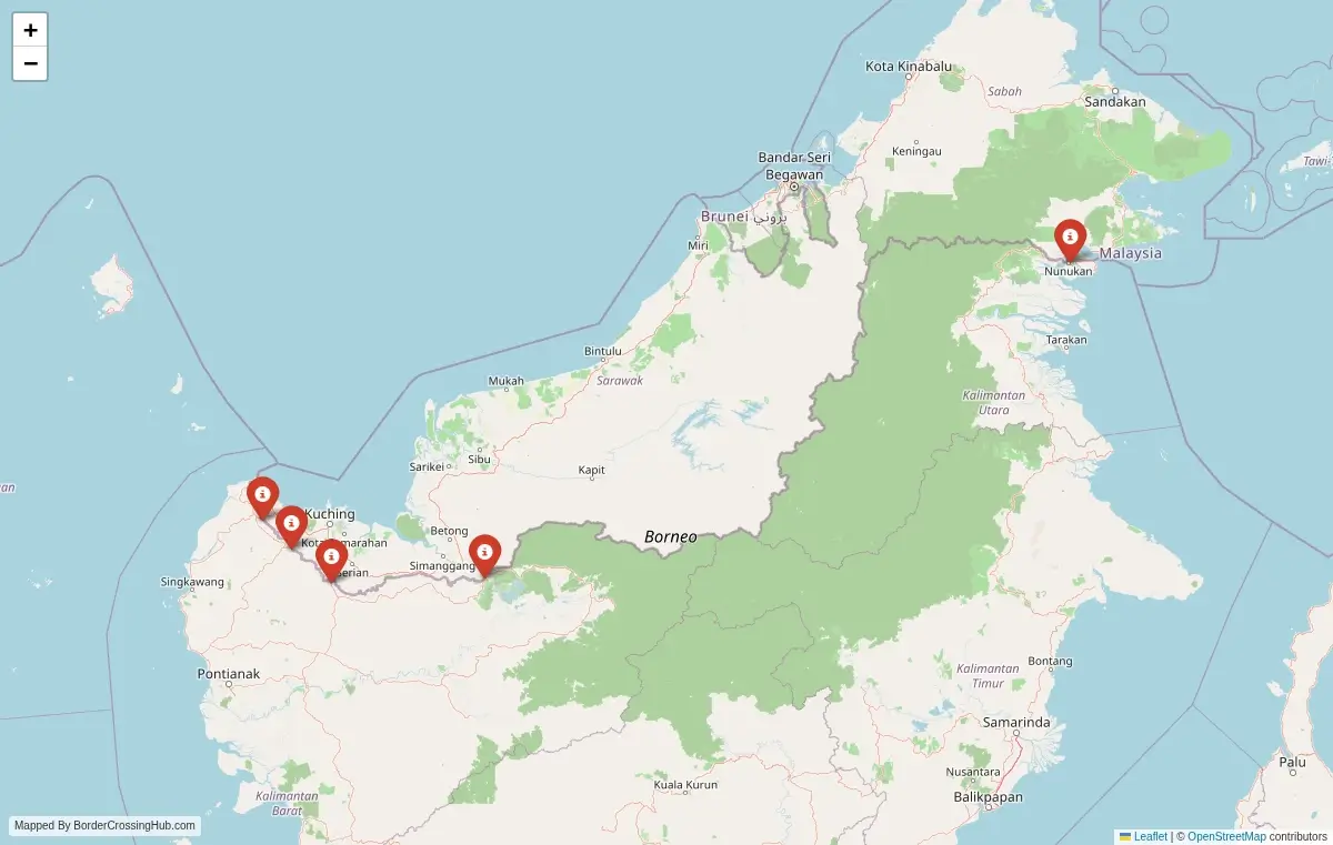 Map overview of border crossings