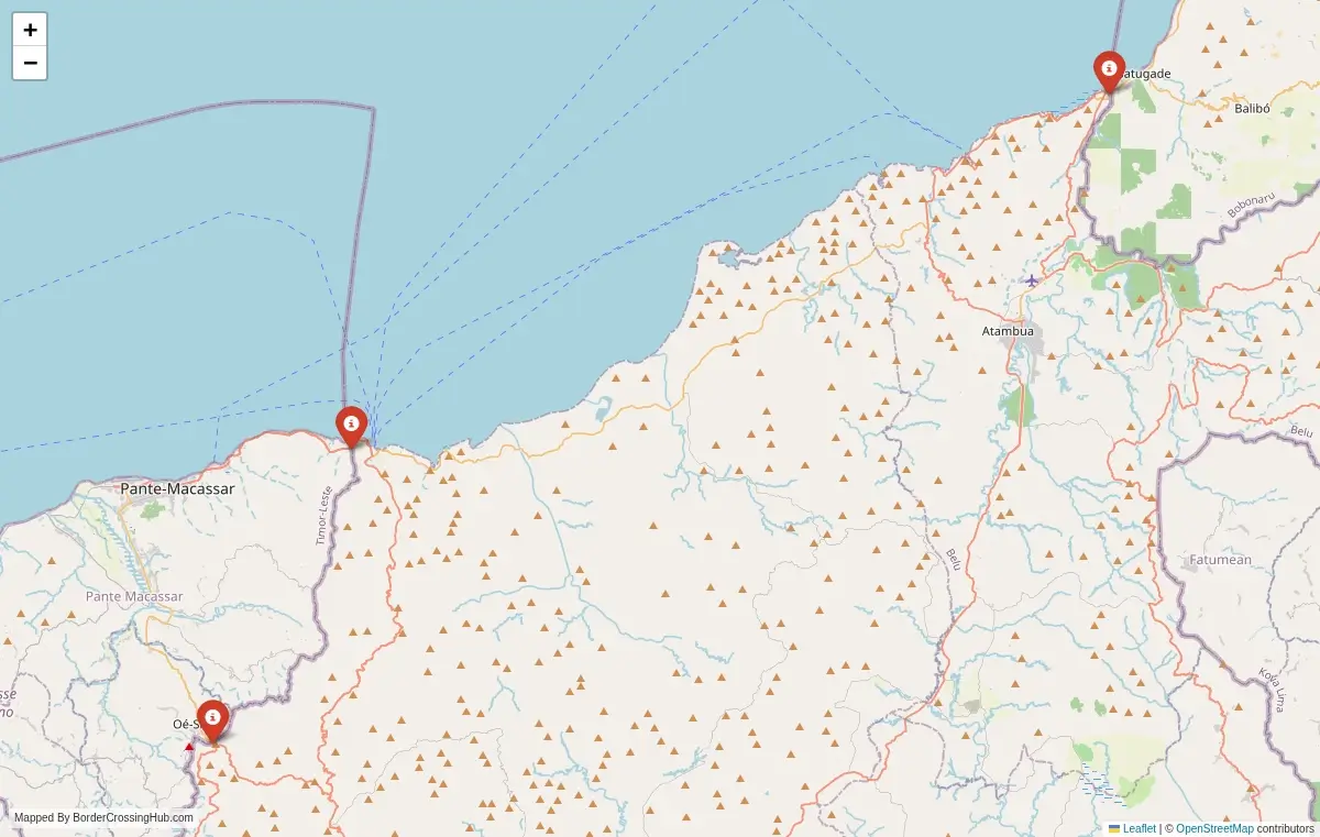Map overview of border crossings