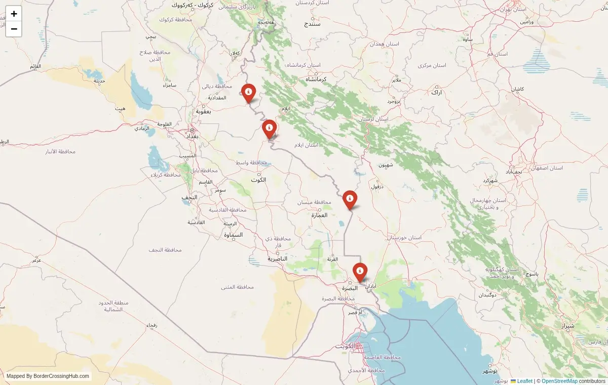 Map overview of border crossings