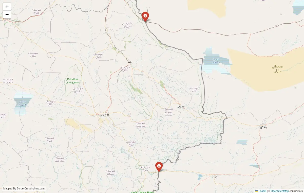 Map overview of border crossings