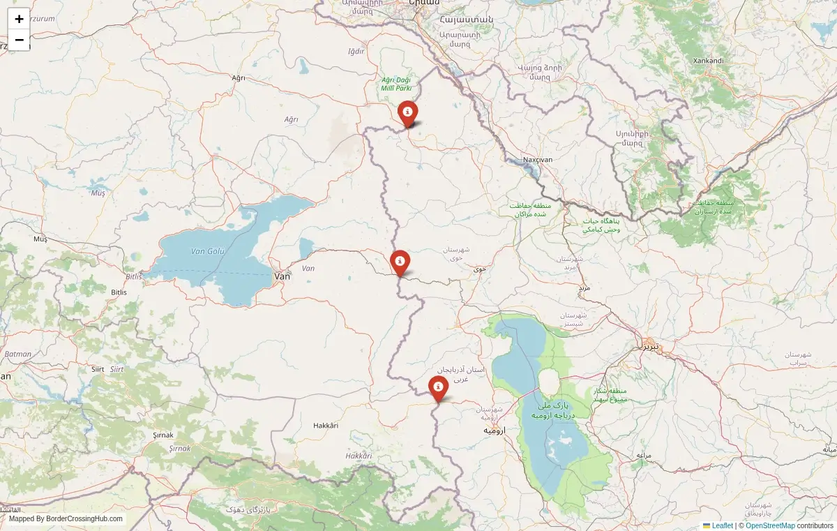 Map overview of border crossings