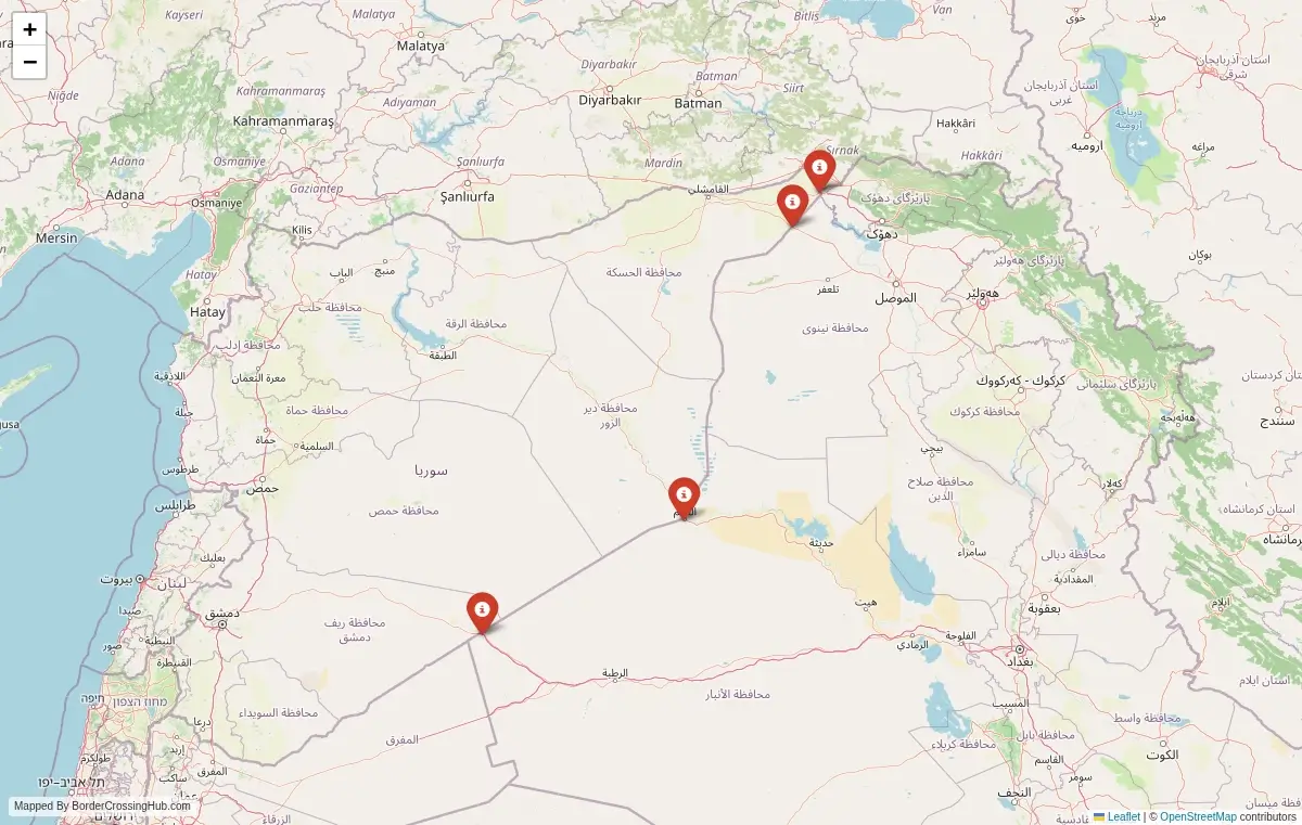 Map overview of border crossings