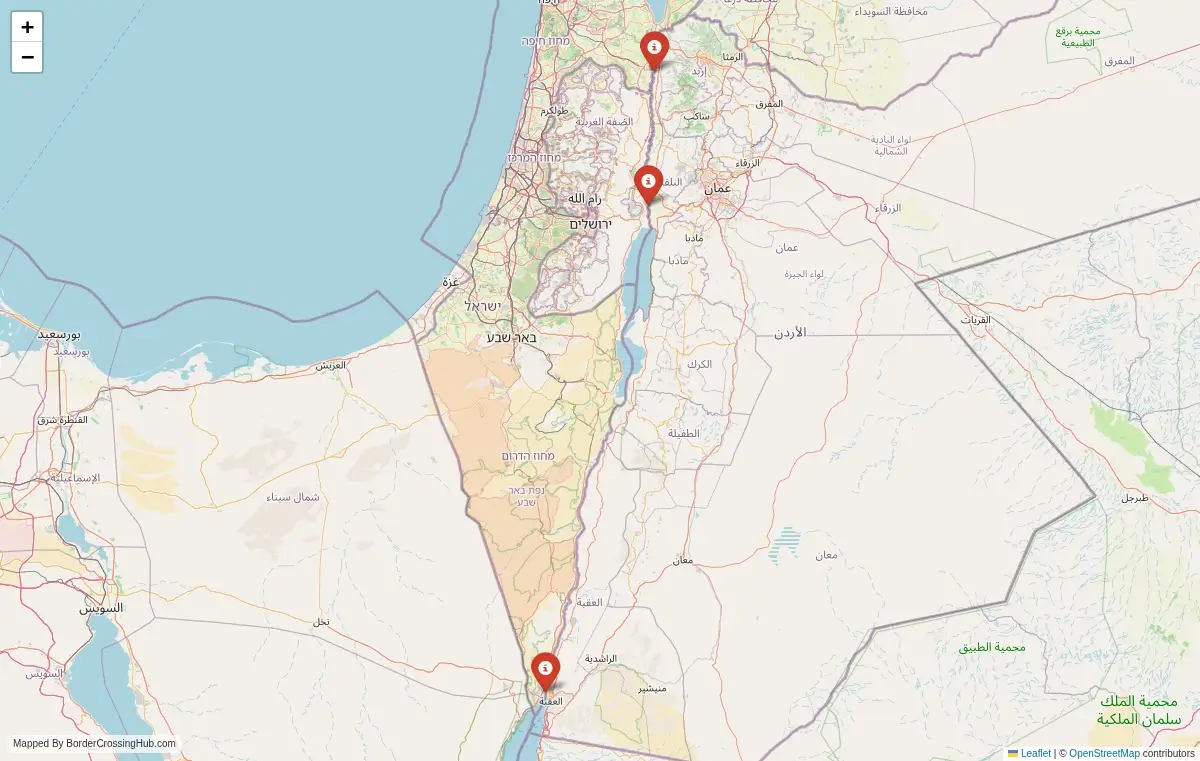 Map overview of border crossings