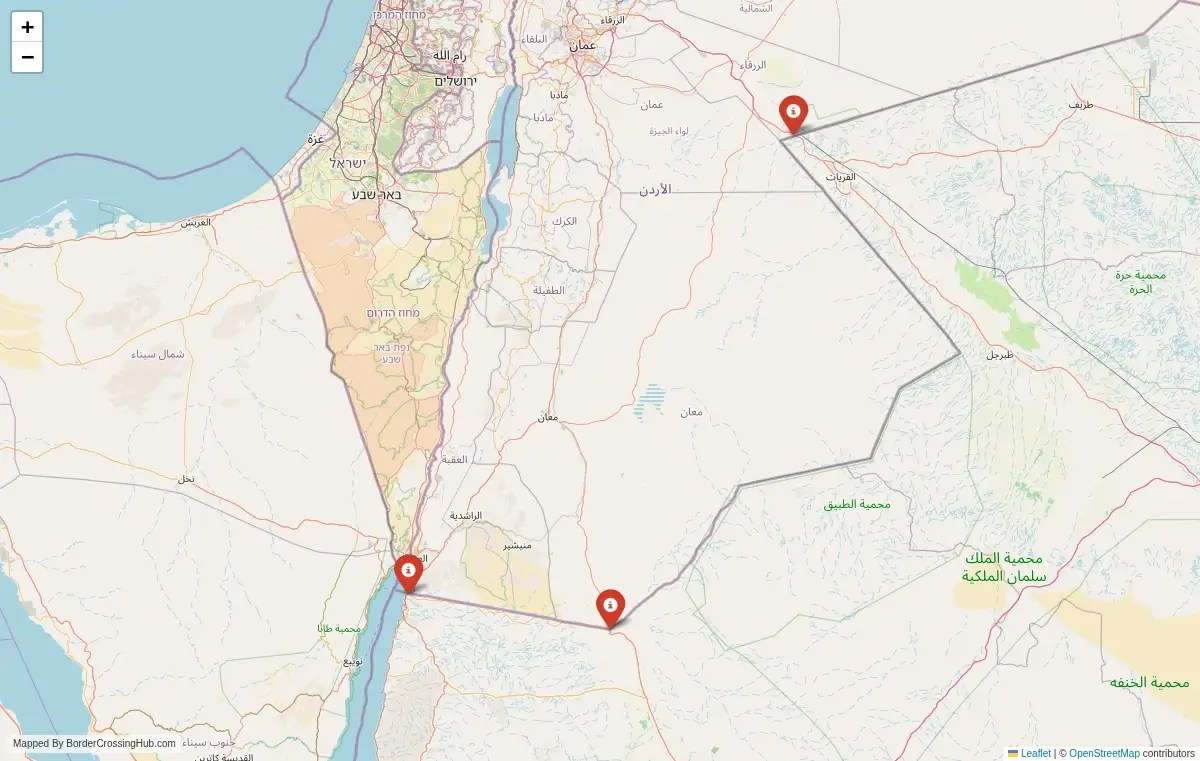 Map overview of border crossings