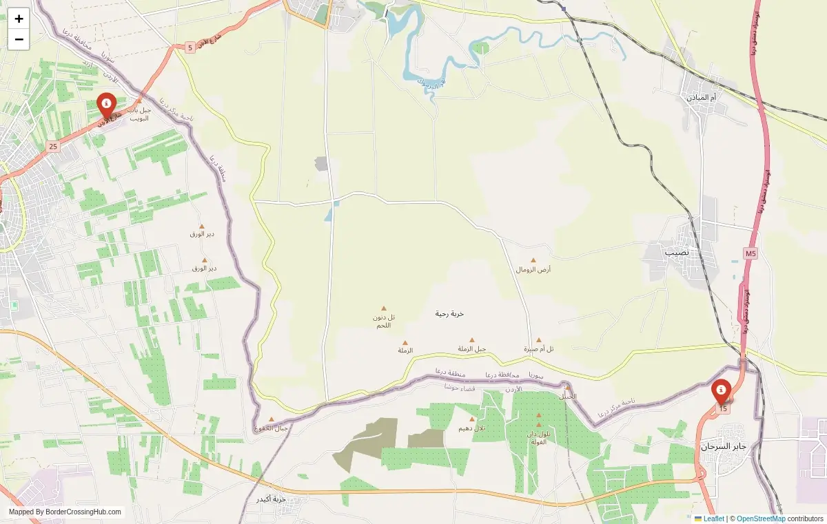Map overview of border crossings
