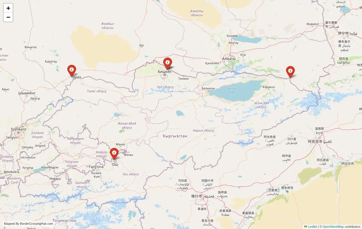 Map overview of border crossings