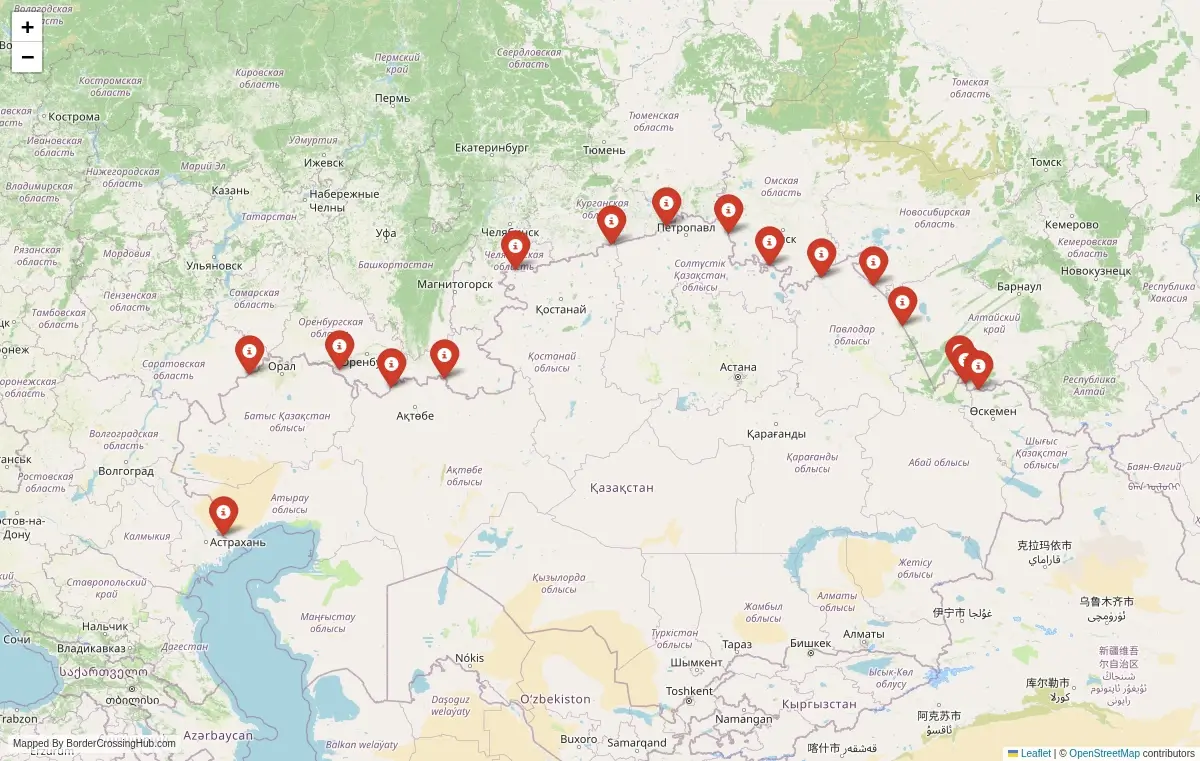 Map overview of border crossings