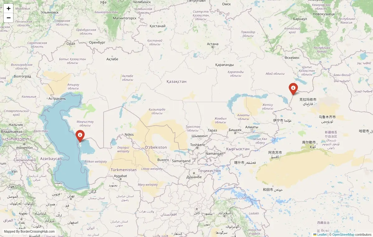 Map overview of border crossings