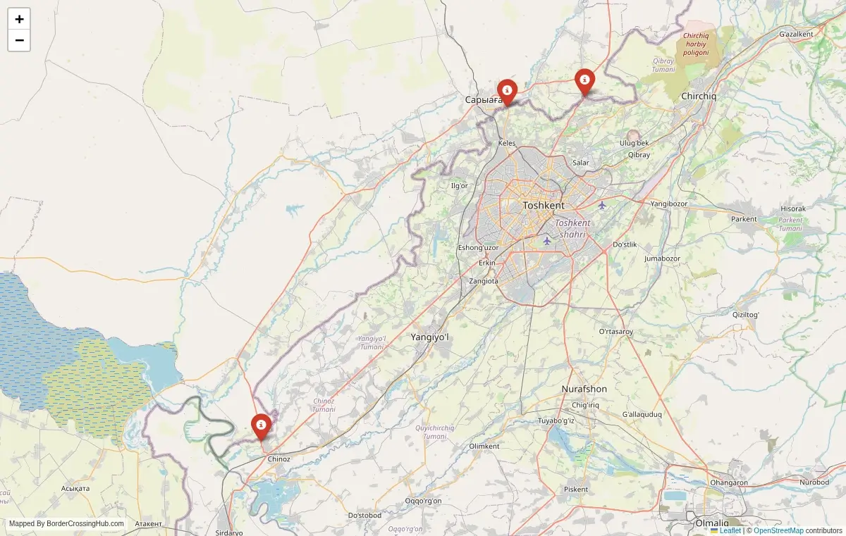 Map overview of border crossings