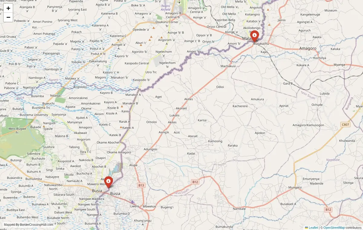 Map overview of border crossings