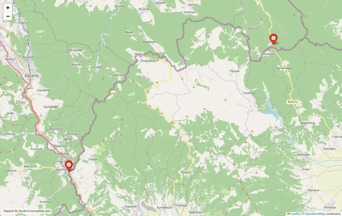 Map overview of border crossings