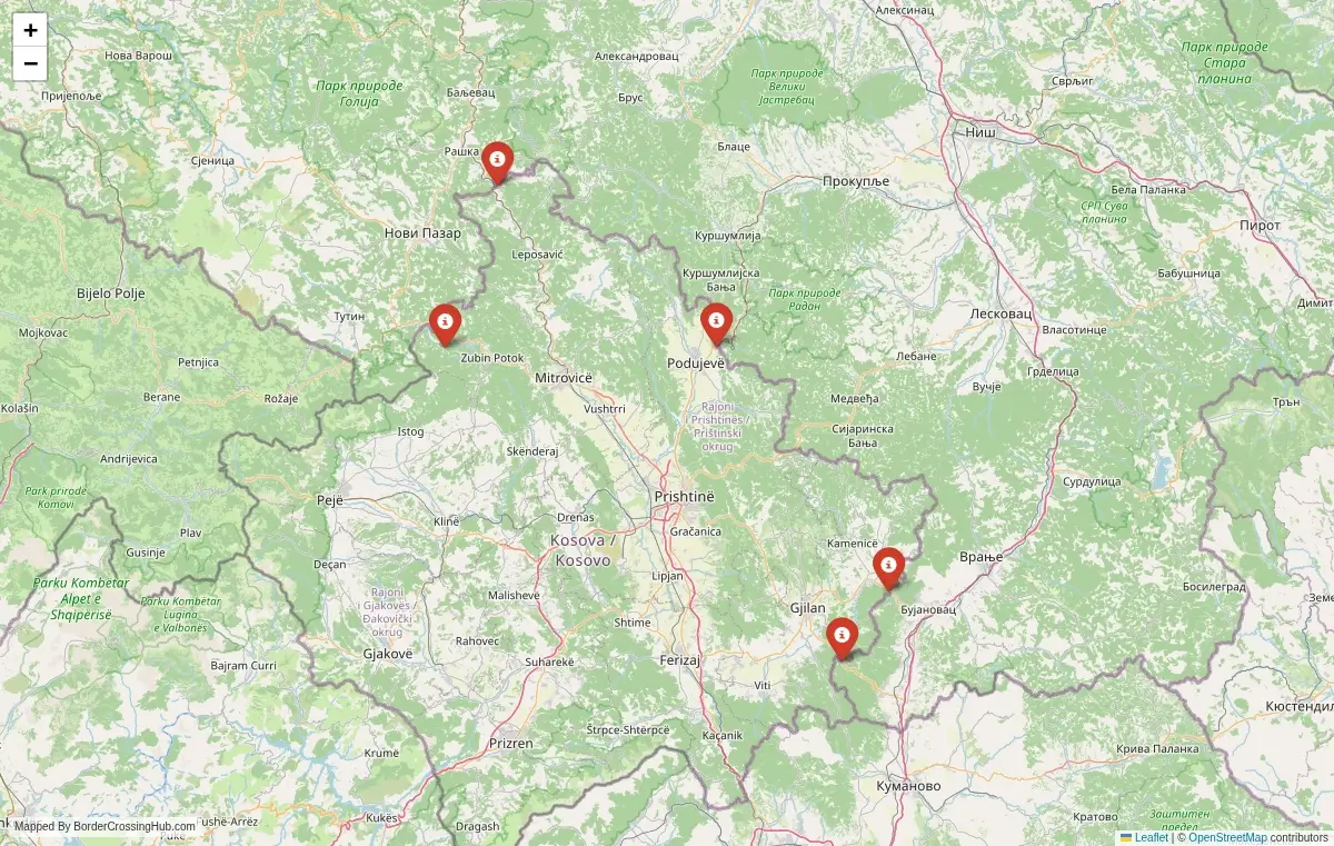 Map overview of border crossings