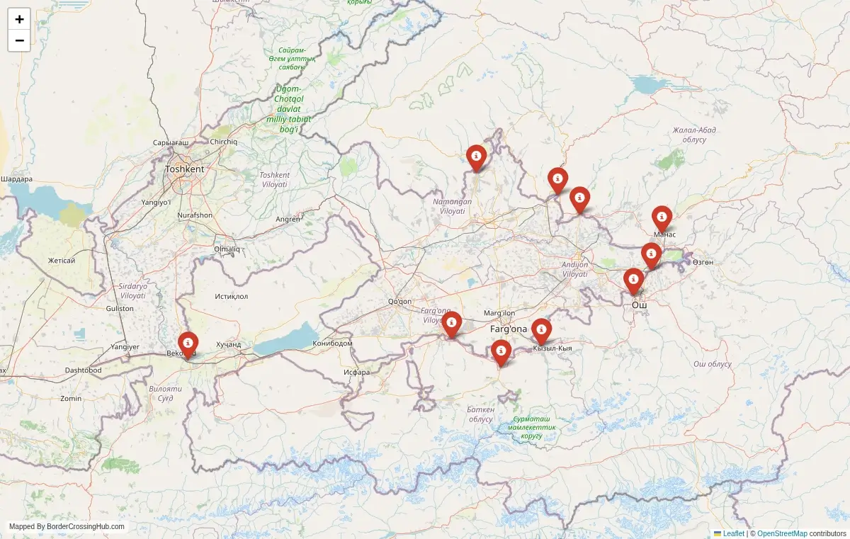 Map overview of border crossings
