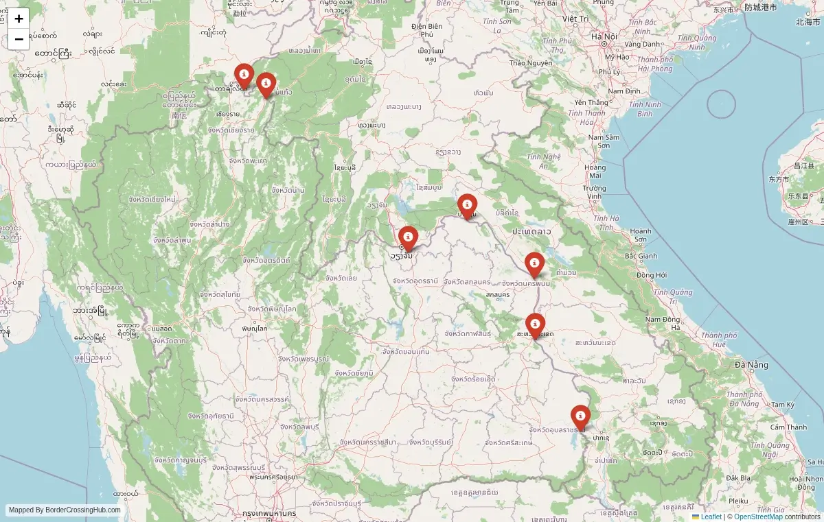 Map overview of border crossings
