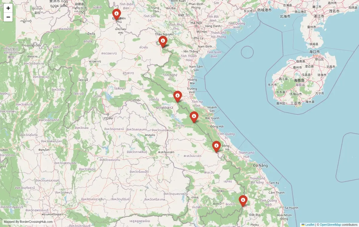 Map overview of border crossings
