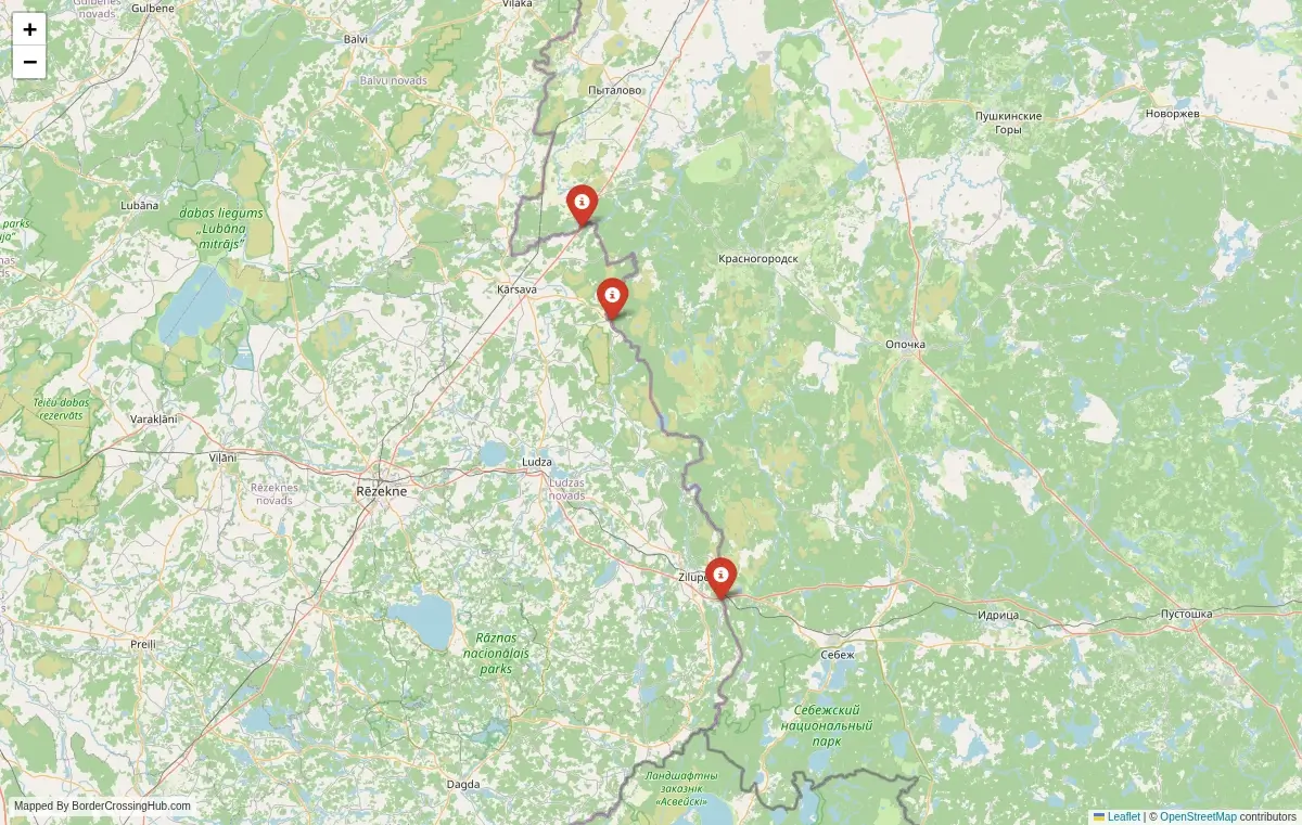 Map overview of border crossings
