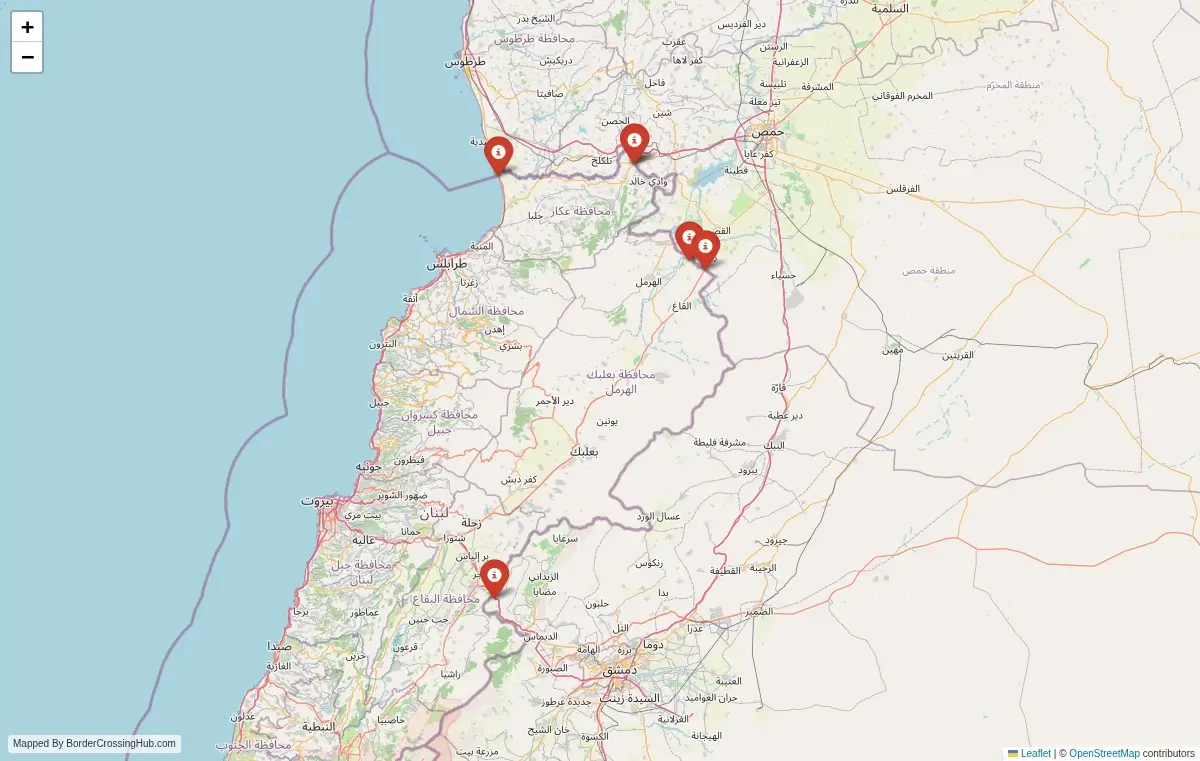 Map overview of border crossings