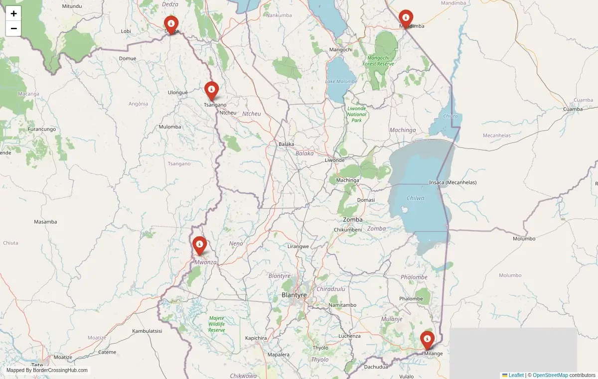 Map overview of border crossings