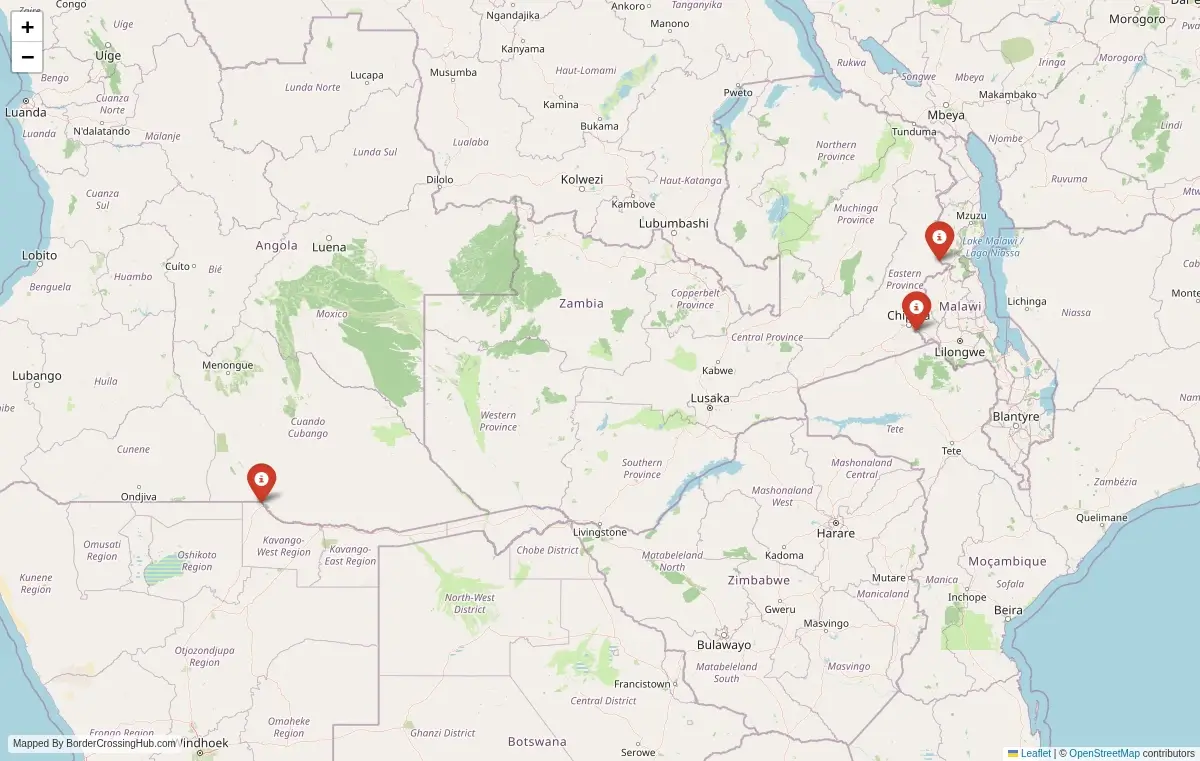 Map overview of border crossings
