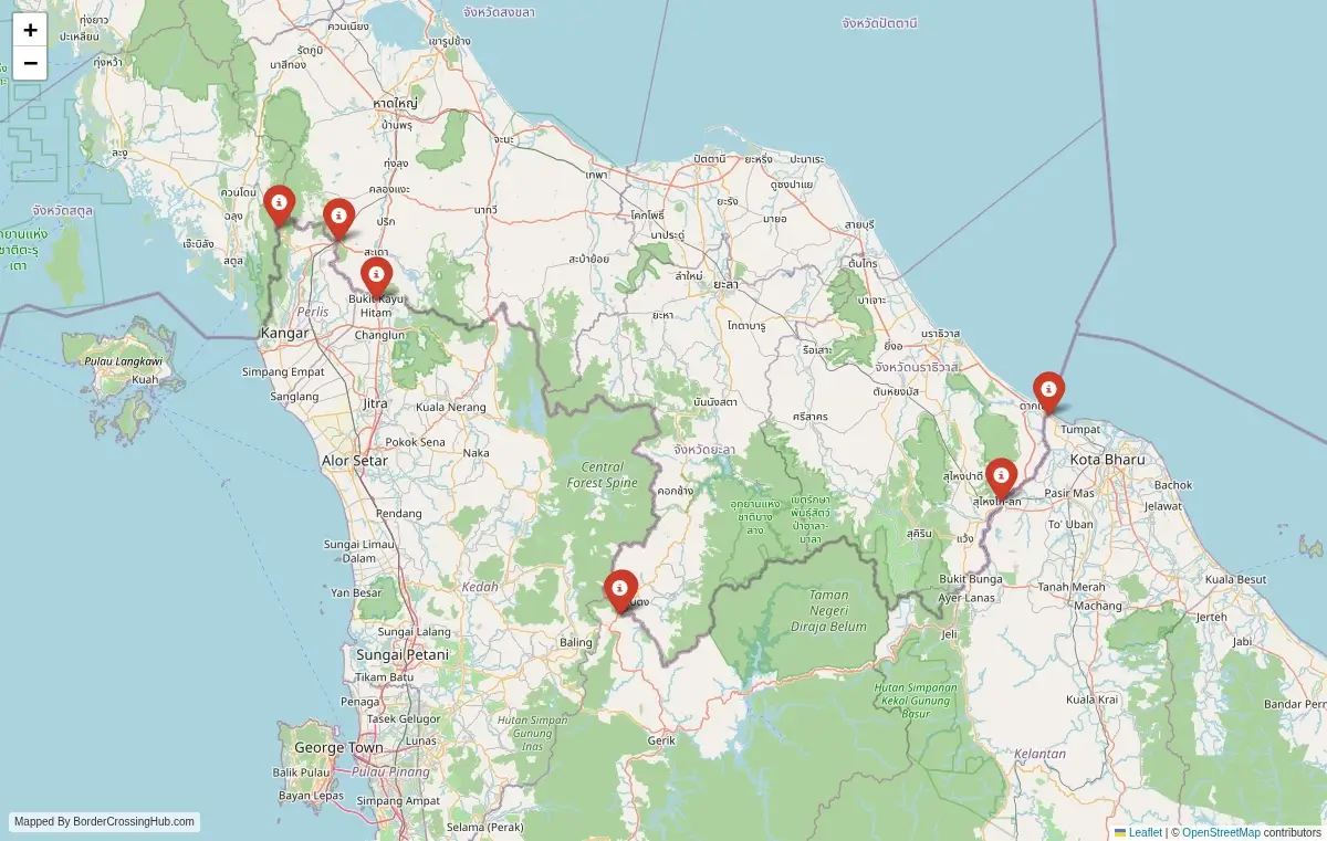 Map overview of border crossings