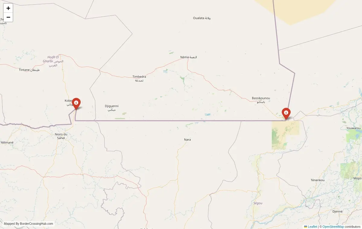 Map overview of border crossings