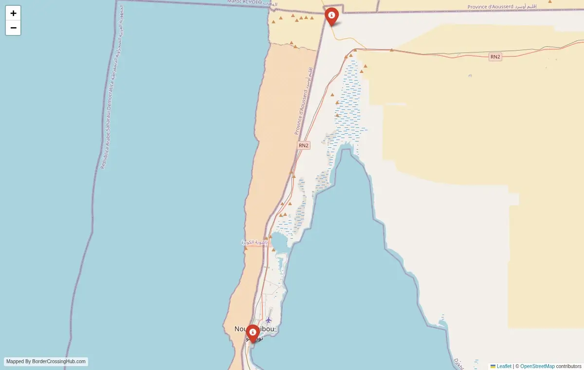 Map overview of border crossings