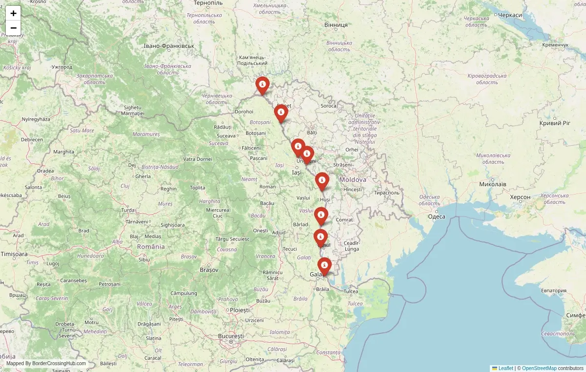 Map overview of border crossings
