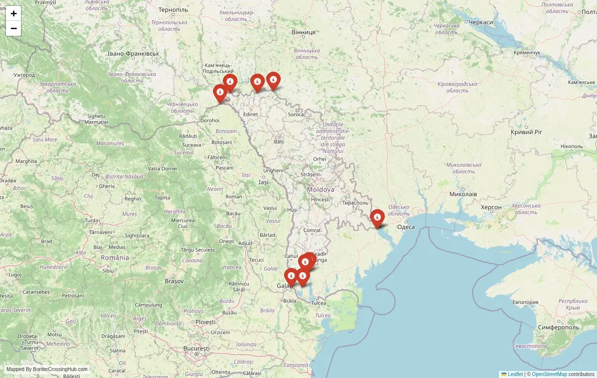 Map overview of border crossings