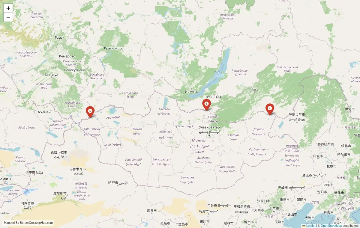 Map overview of border crossings