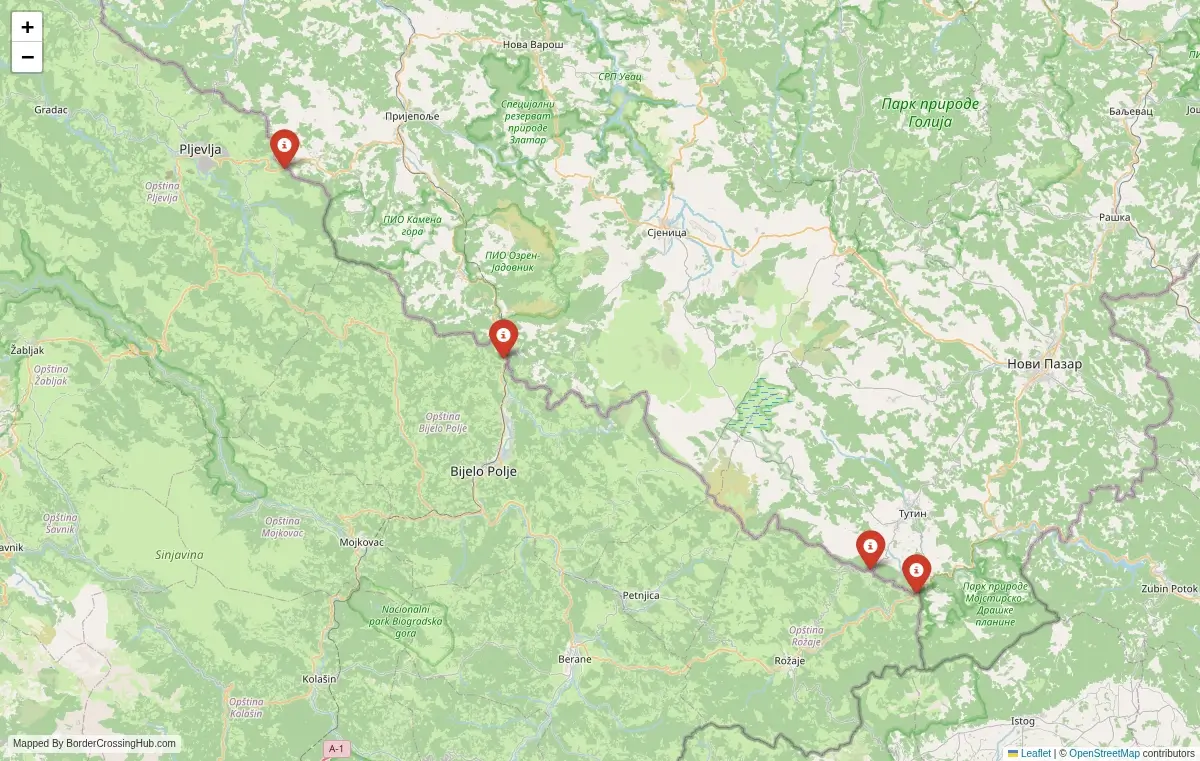 Map overview of border crossings