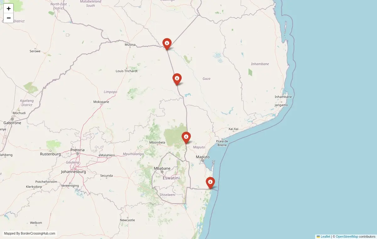 Map overview of border crossings