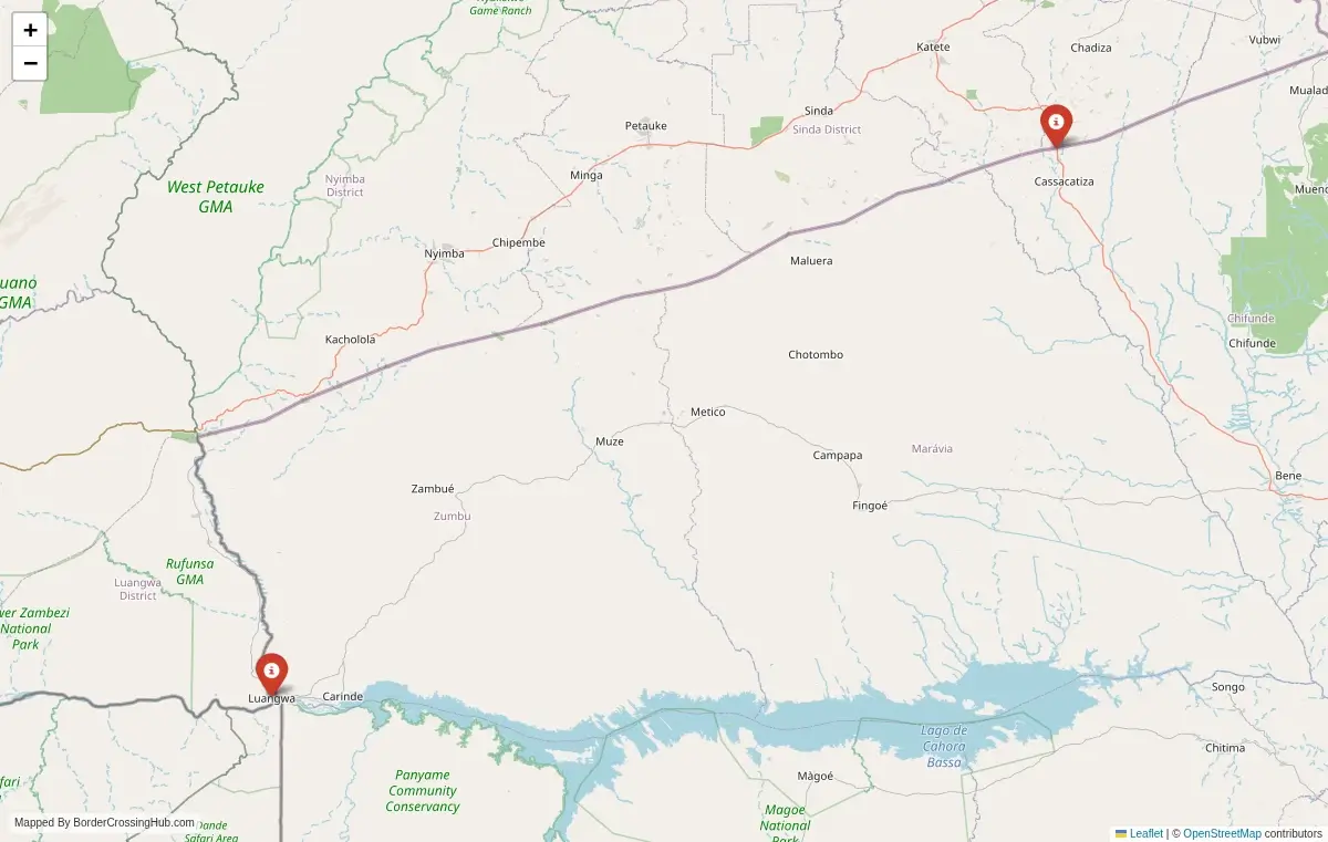 Map overview of border crossings